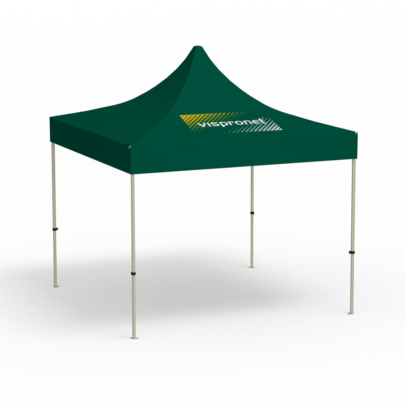 Folding Pavilion Basic, 3 x 3 m, green, roof with 1 logo print (side 1)