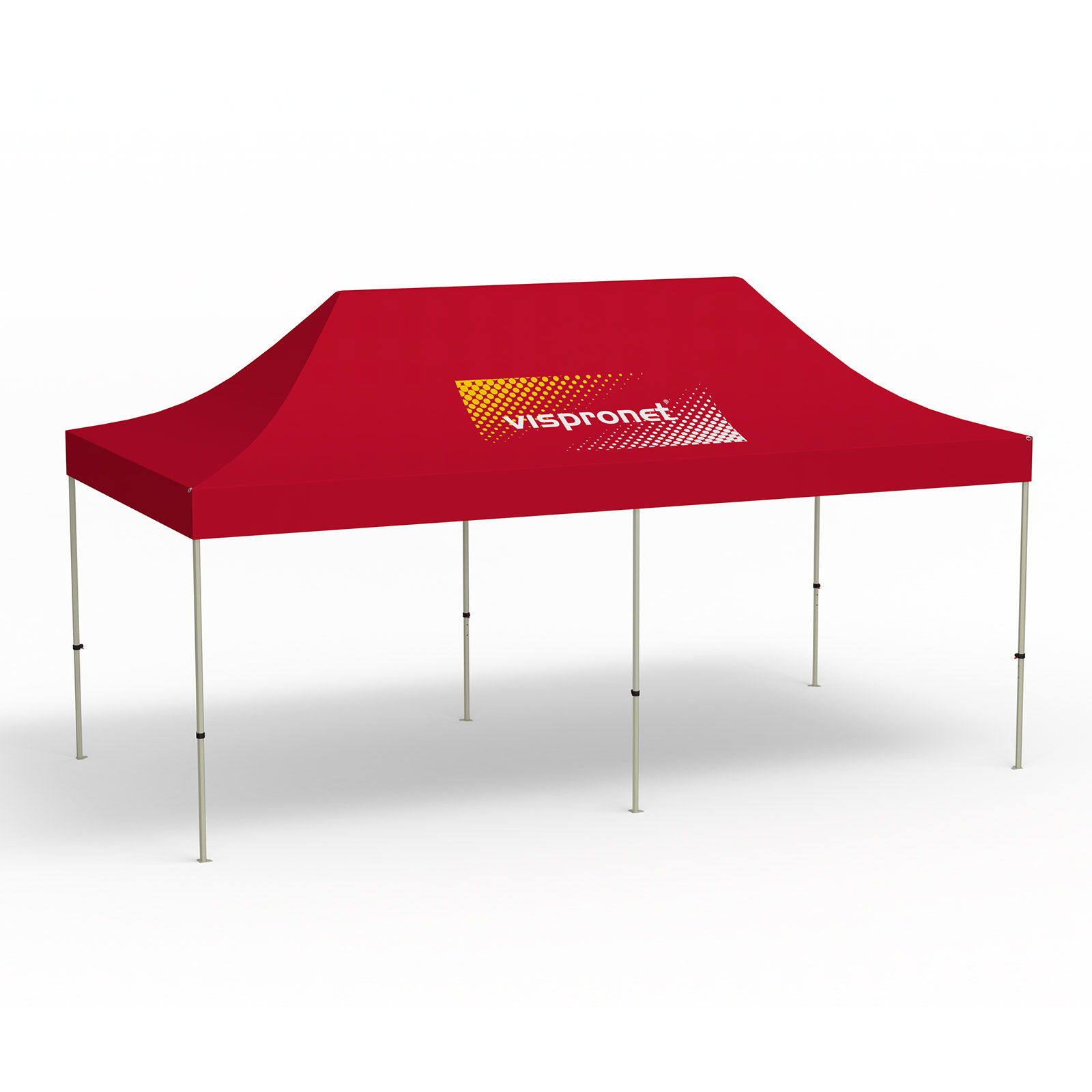 Folding Pavilion Basic, 3 x 6 m, red, roof with 1 logo print (side 1)