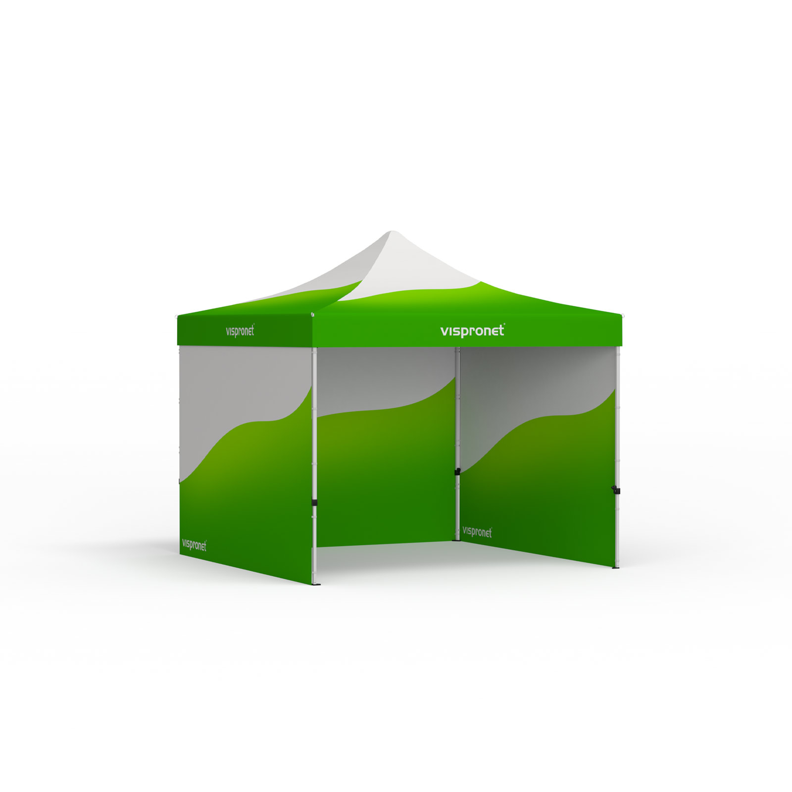 Eco Pop-up Tent with Custom-Printed Canopy and 3 Solid Walls