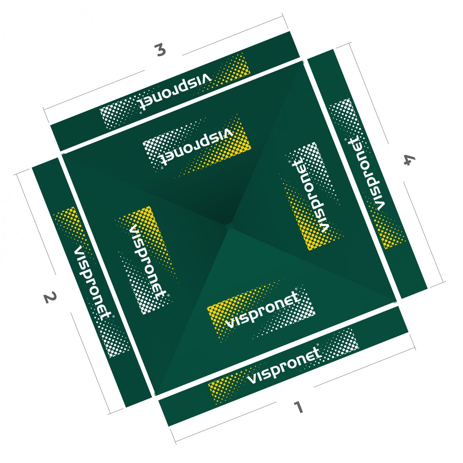 Pop-up gazebo 3 x 3 m, top view