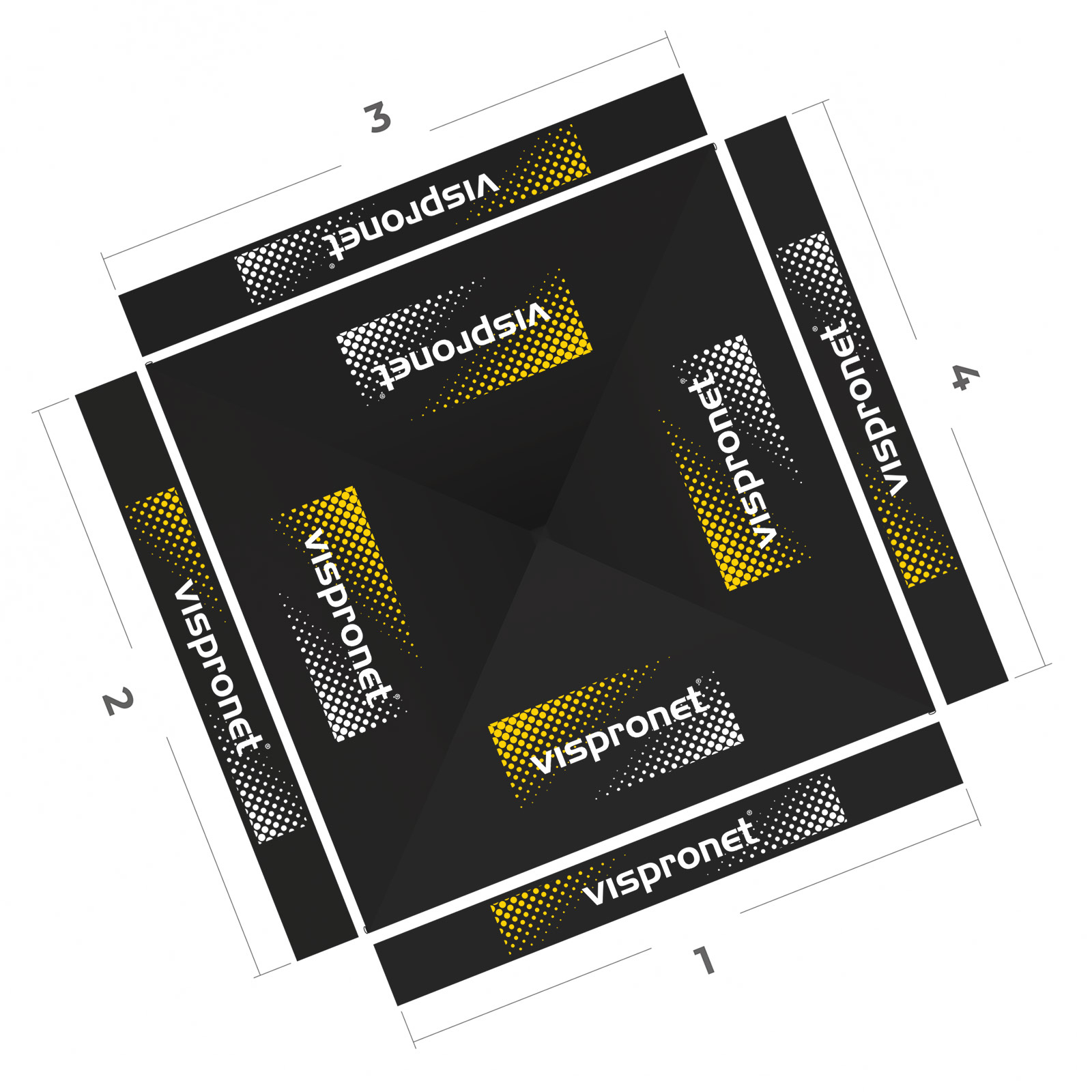 Pop-up gazebo 3 x 3 m, top view