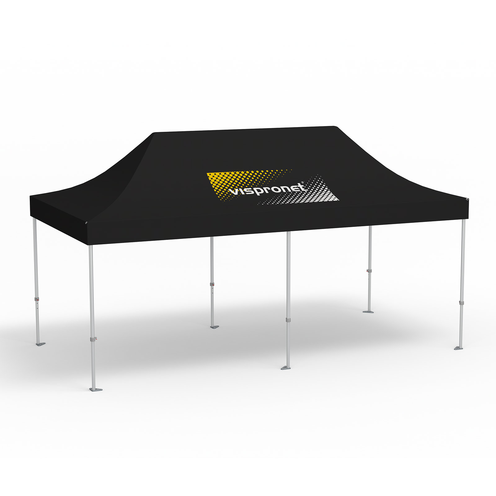 Premium Folding Pavilion, 3 x 6 m, black, roof with 1 logo print (side 1)