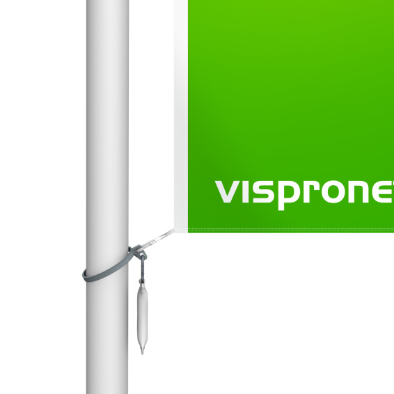 Flag tensioning tape, application with climbing stop weight