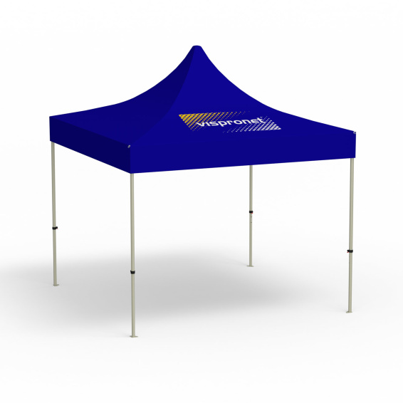 Pop-up gazebo Basic, 3 x 3 m, blue, roof with 1 logo print (side 1)