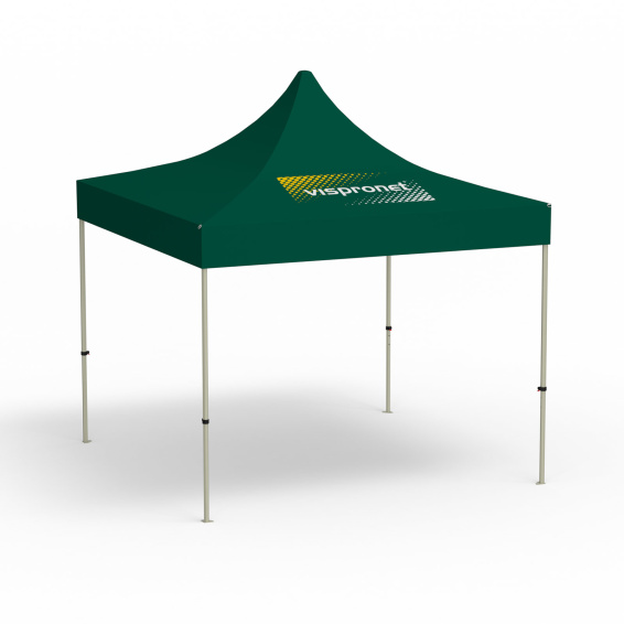 Folding Pavilion Basic, 3 x 3 m, green, roof with 1 logo print (side 1)