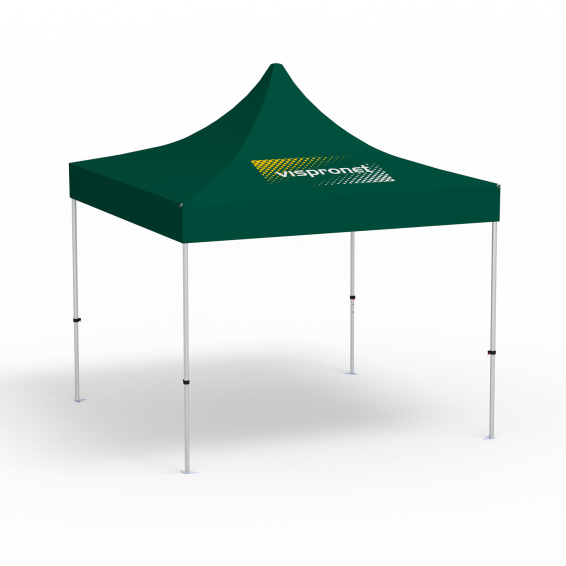 Folding Pavilion Select, 3 x 3 m, green, roof with 1 logo print (side 1)