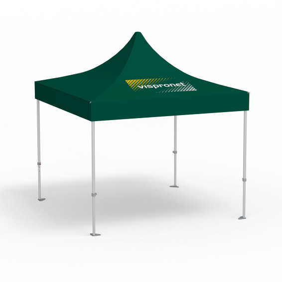 Premium Pop-up Pavilion, 3 x 3 m, green, roof with 1 logo print (side 1)