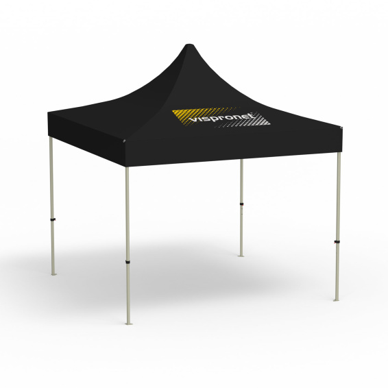 Folding gazebo  Basic, 3 x 3 m, blue, roof with 1 logo print (side 1)