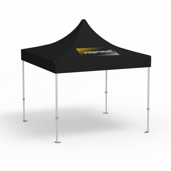 Premium Pop-up Canopy, 3 x 3 m, black, roof with 1 logo print (side 1)