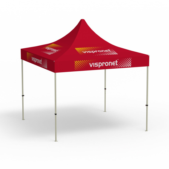 Folding gazebo Basic, 3 x 3 m, red, with 8 logo prints