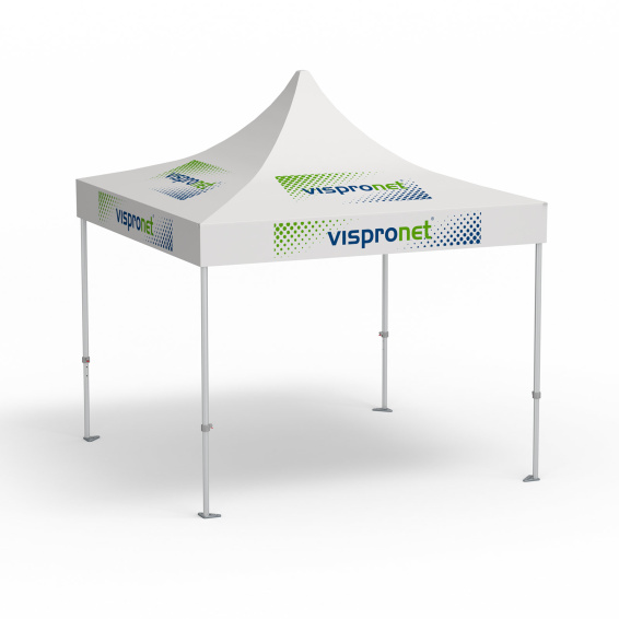 Premium Folding Pavilion, 3 x 3 m, white, with 8 logo prints