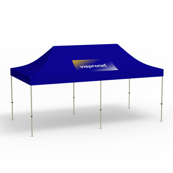 Folding Pavilion Basic, 3 x 6 m, blue, roof with 1 logo print (side 1)
