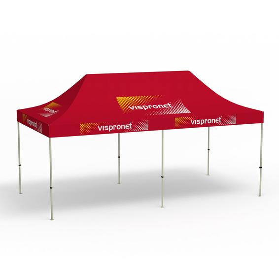Folding Pavilion Basic, 3 x 6 m, red, with 10 logo prints