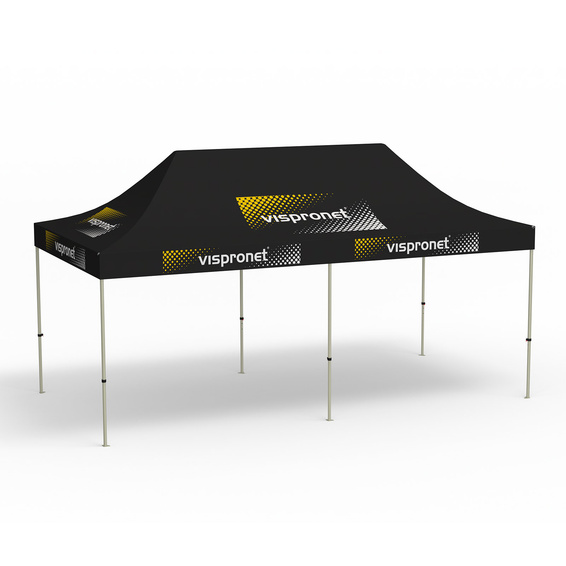 Folding Pavilion Basic, 3 x 6 m, black, with 10 logo prints