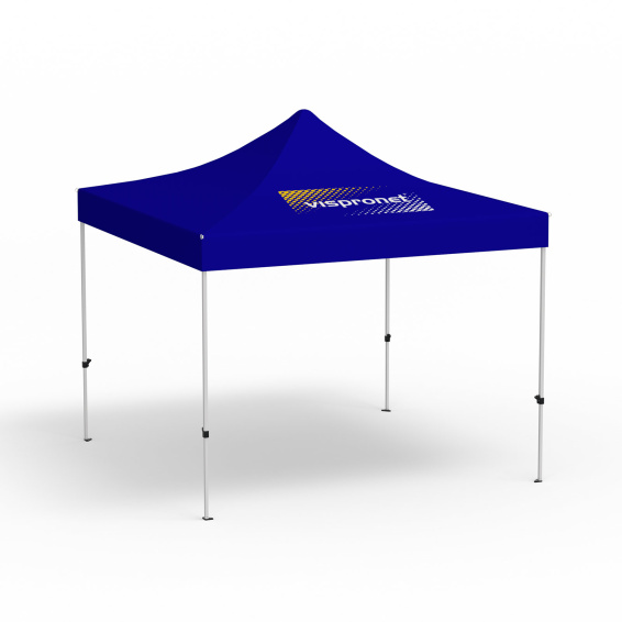 Folding gazebo Eco, 3 x 3 m, blue, roof with 1 logo print (side 1)