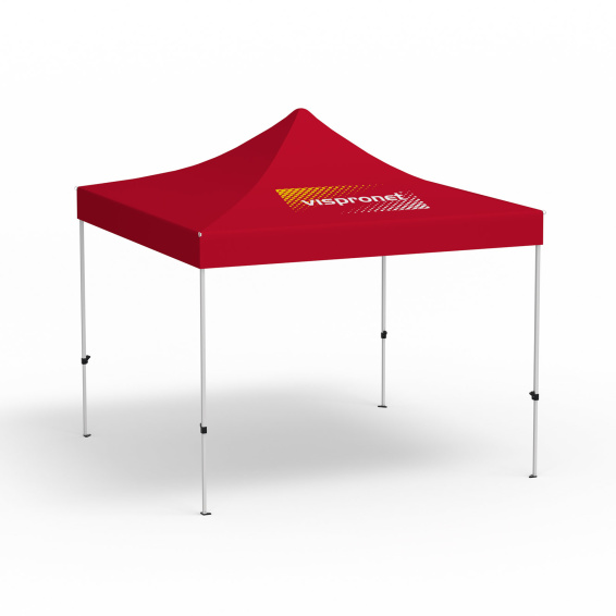 Folding gazebo Eco, 3 x 3 m, red, roof with 1 logo print (side 1)