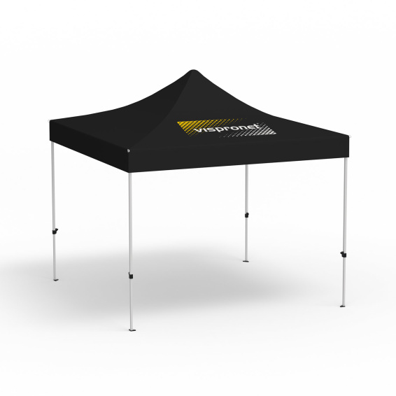 Folding gazebo Eco, 3 x 3 m, black, roof with 1 logo print (side 1)