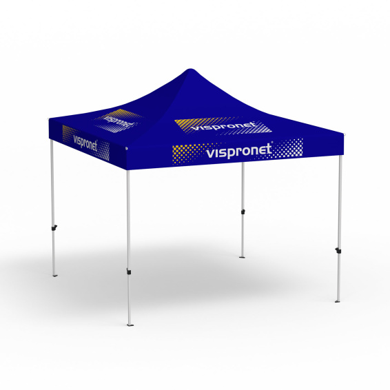 Folding gazebo  Eco, 3 x 3 m, blue, with 8 logo prints