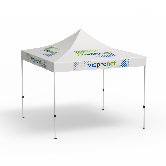Folding gazebo Eco, 3 x 3 m, white, with 8 logo prints