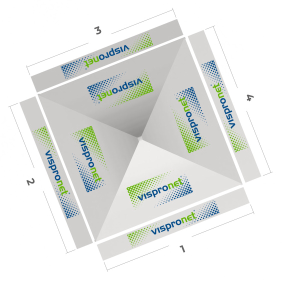 Pop-up gazebo 3 x 3 m, top view