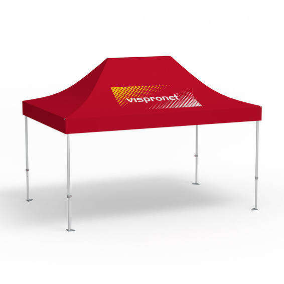 Premium Pop-up Pavilion, 3 x 4.5 m, red, roof with 1 logo print (side 1)