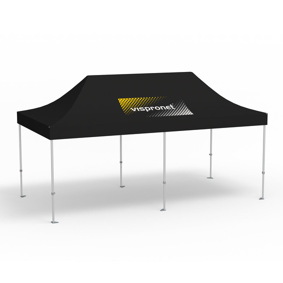 Premium Folding Pavilion, 3 x 6 m, black, roof with 1 logo print (side 1)