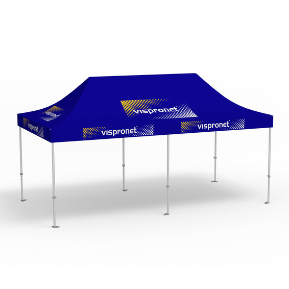 Premium Pop-up Pavilion, 3 x 6 m, blue, with 10 logo prints