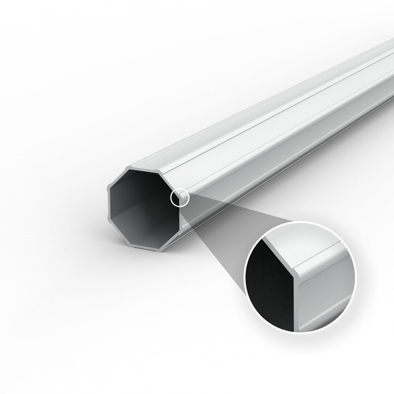 High-quality, highly stable octagonal profile made of aluminum (ø 52 mm/1.5 mm)
