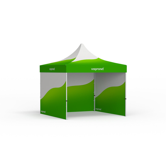 Pop-up tent Select with custom-printed canopy and 3 solid walls