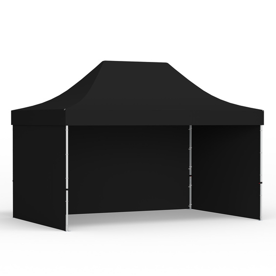 Pop up tent 3x4,5 m with 3 solid walls, black
