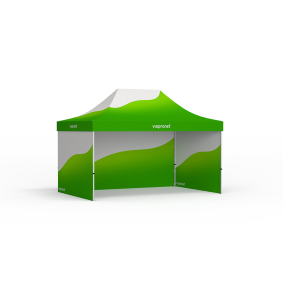 Pop-up tent Select with custom-printed canopy and 3 solid walls