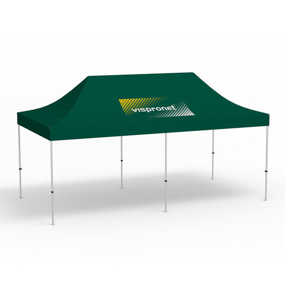 Folding Pavilion Select, 3 x 6 m, green, roof with 1 logo print (side 1)