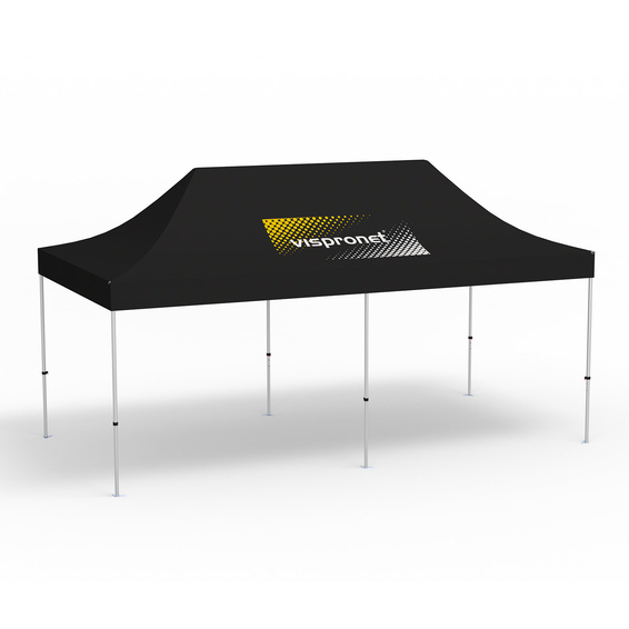 Folding Pavilion Select, 3 x 6 m, black, roof with 1 logo print (side 1)