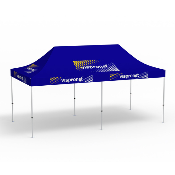 Folding Pavilion Select, 3 x 6 m, blue, with 10 logo prints