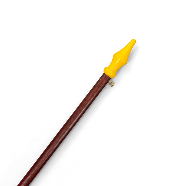 Flagpole, dark wood, with yellow finial