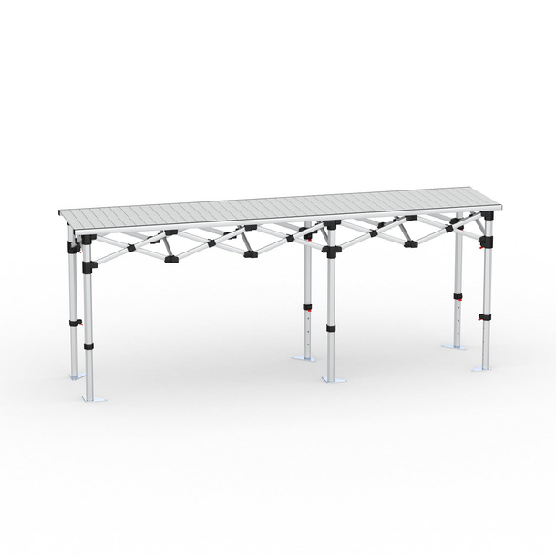 Folding table, 250x55 cm, aluminum without printed panel