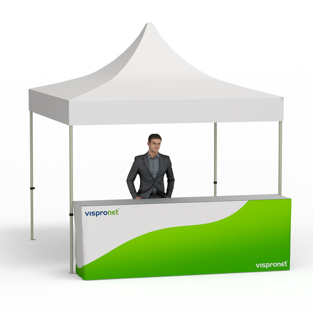 Folding table with band in combination with folding tent