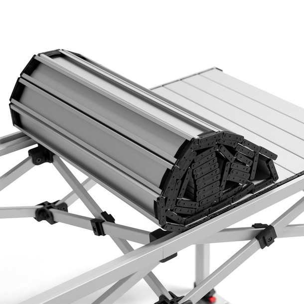 Rollable table cover for space-saving transport