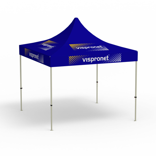 Folding gazebo Basic, 3 x 3 m, blue, with 8 logo prints