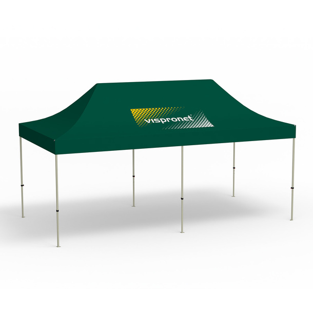 Basic Pop-up Pavilion, 3 x 6 m, green, roof with 1 logo print (side 1)