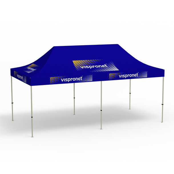 Folding Pavilion Basic, 3 x 6 m, blue, with 10 logo prints