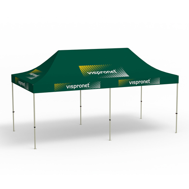 Basic Pop-up Pavilion, 3 x 6 m, green, with 10 logo prints