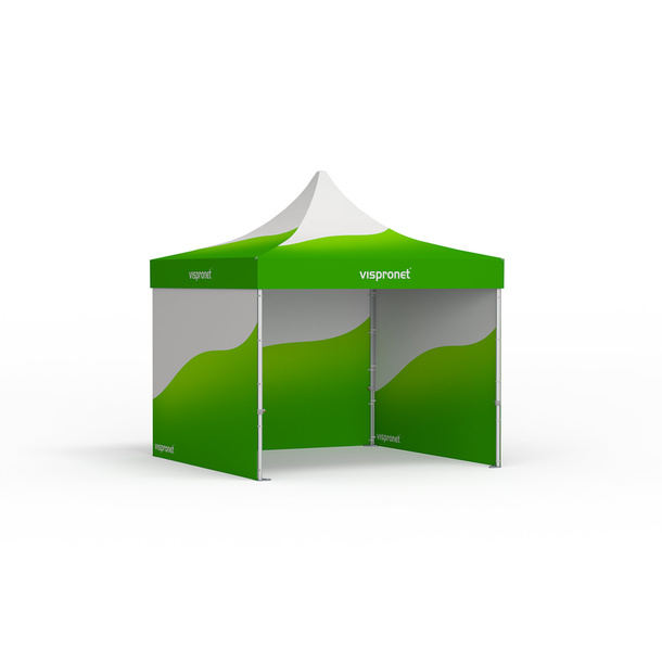 Premium Pop-Up Tent with Custom-Printed Canopy and 3 Solid Walls