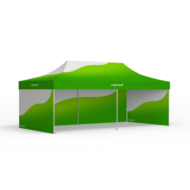 Pop-up tent Select with custom-printed canopy and 3 solid walls