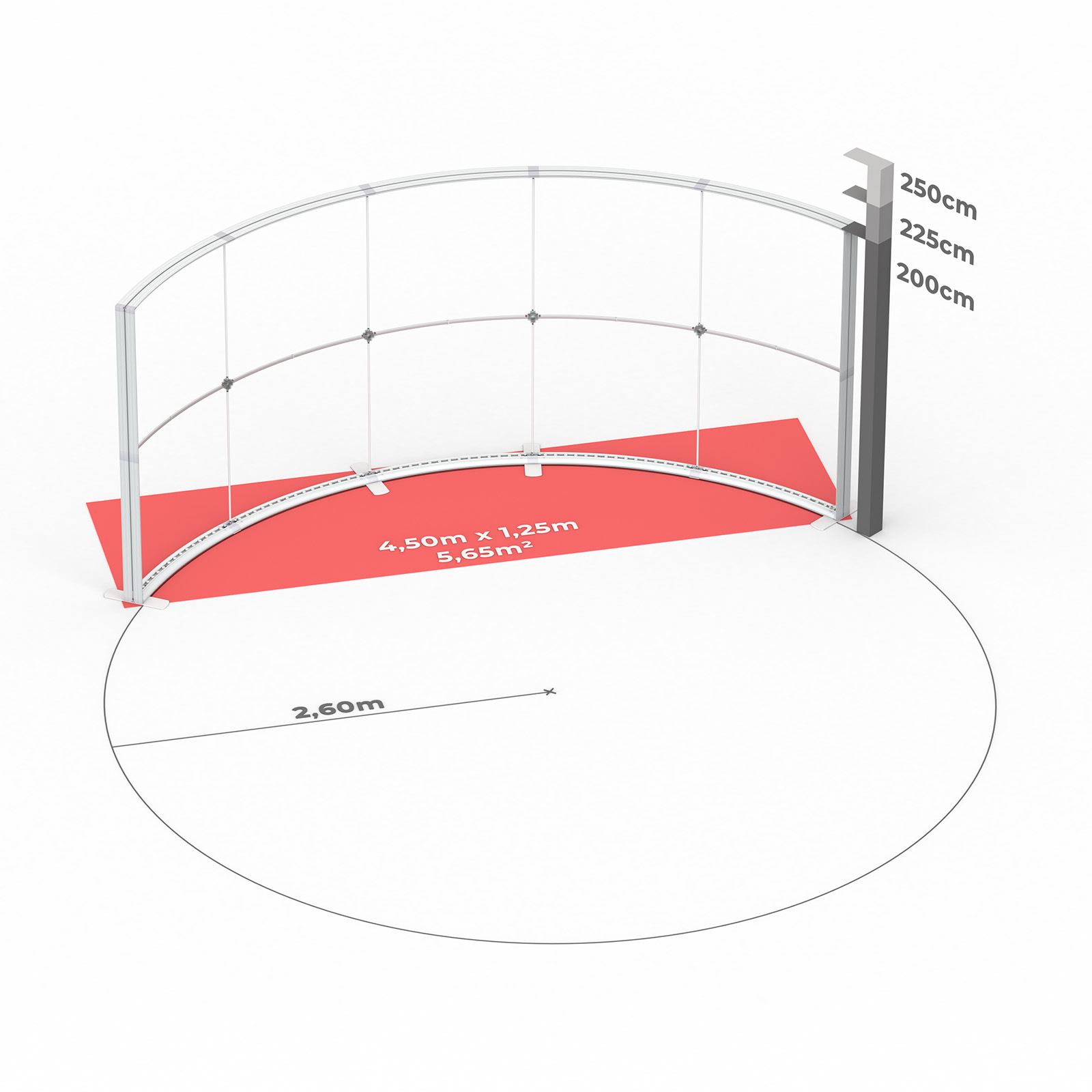 Technical dimensions: Lightbox Flex Curved 500 cm