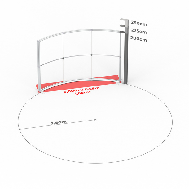Technical dimensions: Lightbox Flex Curved 300 cm