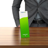 Photo stand made of white aluminum composite panel, with 1 foot