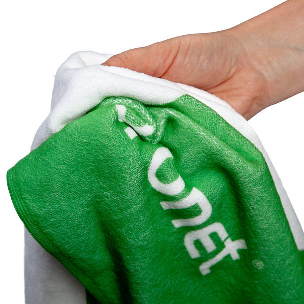 Front side made of high-quality, recycled microfiber – customizable printing available