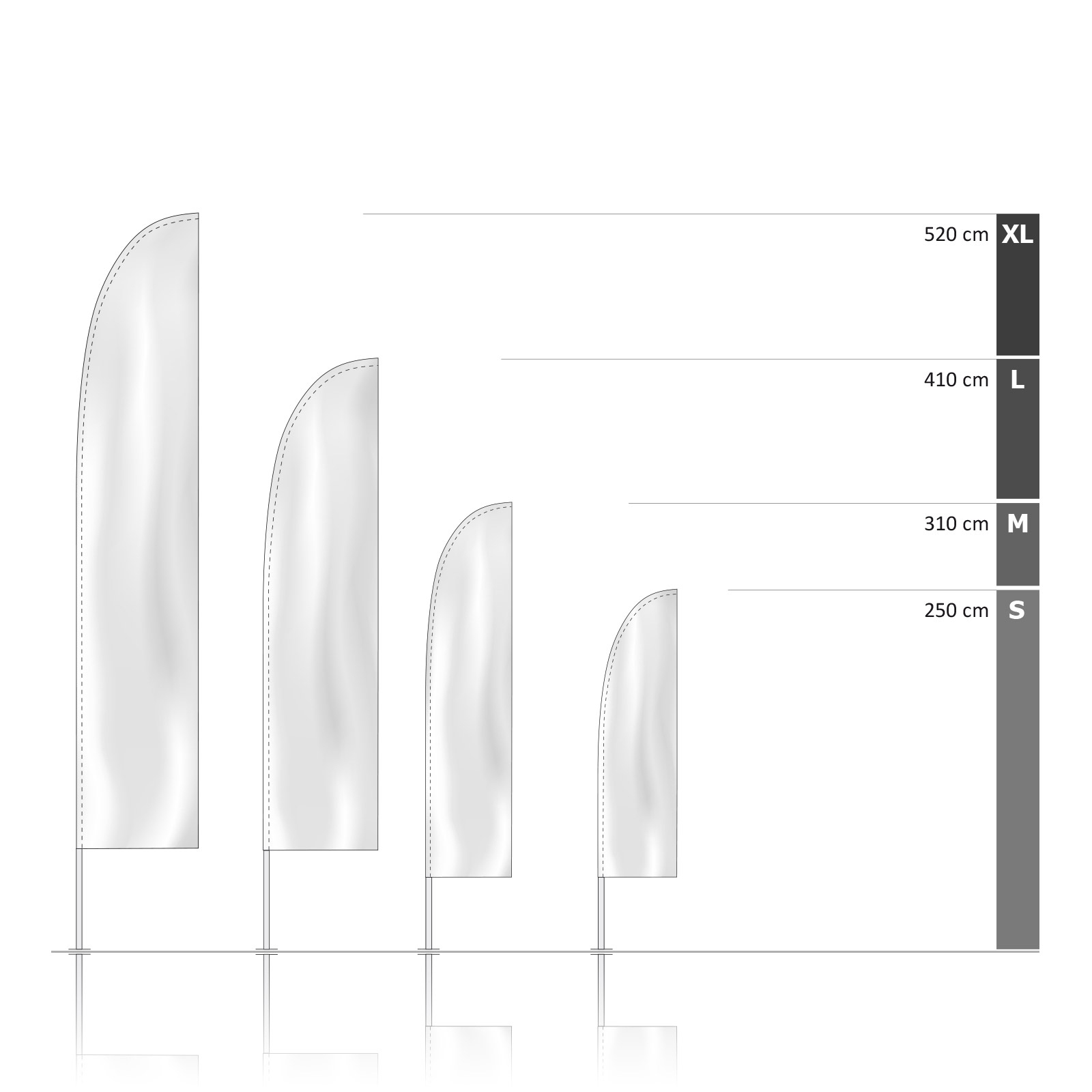 Bowflag® Basic straight, system heights - single-color hollow hem