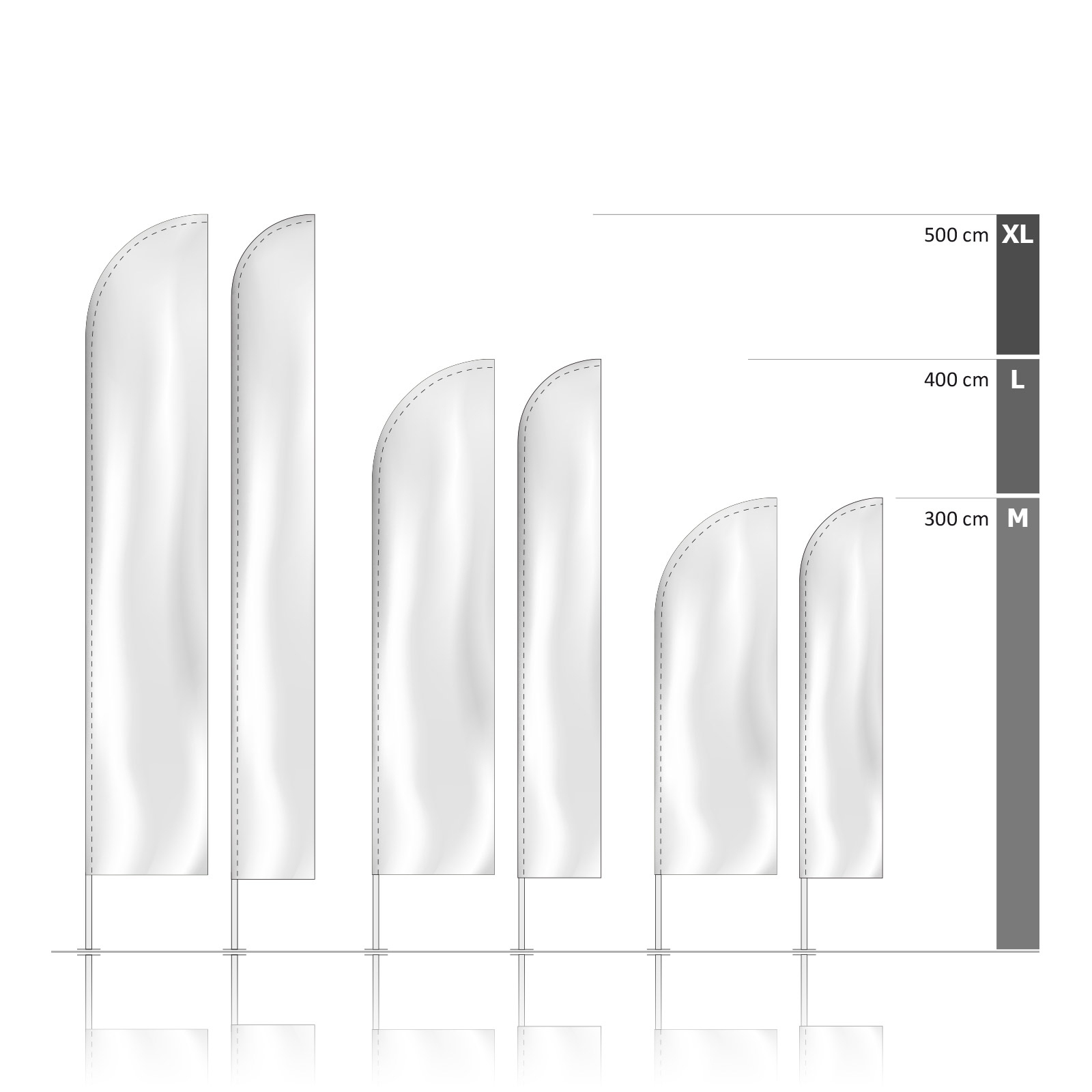 Bowflag® Select Tube straight lower edge, system heights